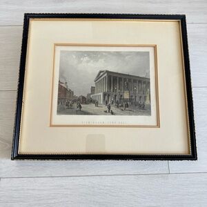 Vintage Framed Engraving Print Birmingham United Kingdom Town Hall H. Warren